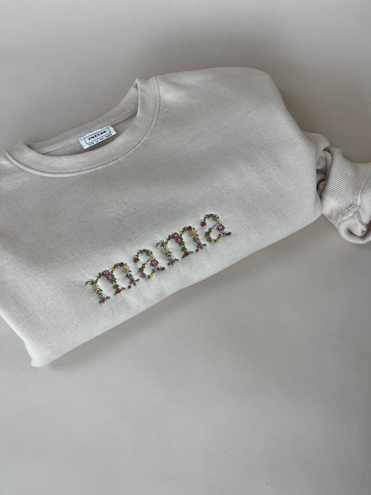 Mama floral embroidered sweatshirt