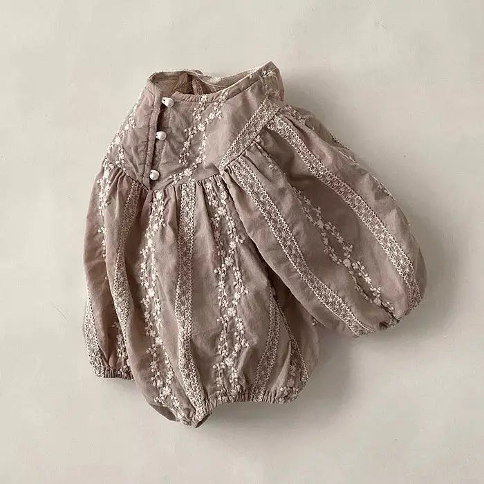 Boho Embroidered Long Sleeve Romper | Baby Boutique