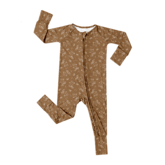 Holiday Bamboo Romper- Gingerbread Shred