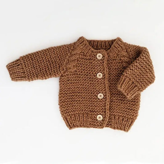 Pecan Garter Stitch Cardigan Sweater | Baby Boutique 6-18M